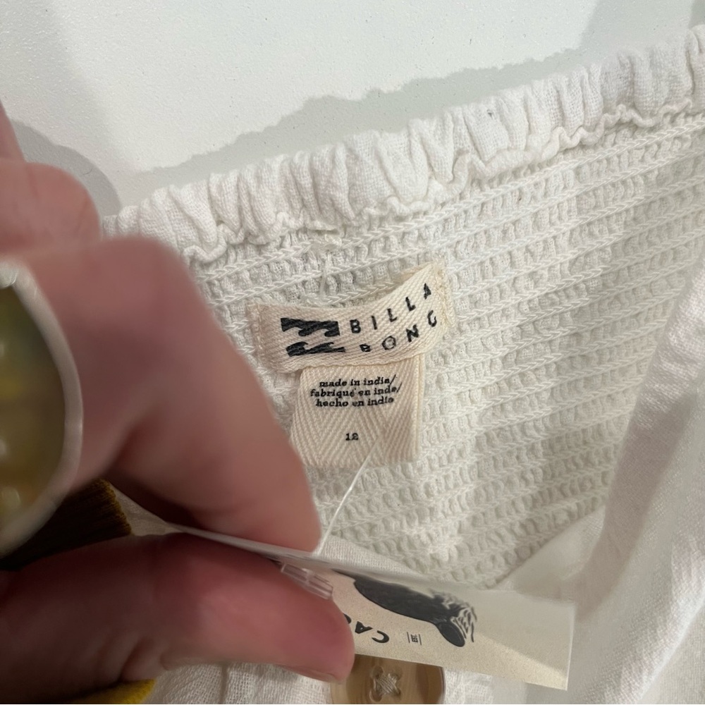 Billabong White Button Down Spaghetti Strap Cotto… - image 3
